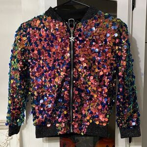 2Bunnies Girls Sequin Bomber Jacket - Multicolor, Very Pretty! Size 6